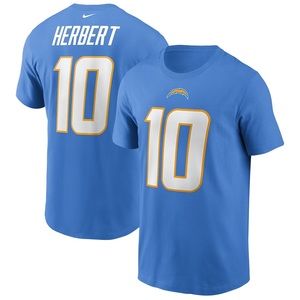 Men’s Size Medium Nike Justin Herbert T-Shirt Los Angeles Chargers Powder Blue